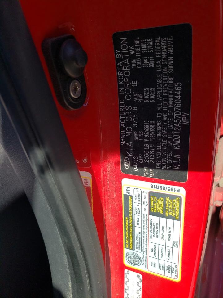 2013 KIA Soul VIN KNDJT2A57D7604465 Copart auction photo, side damage thumbnail 12