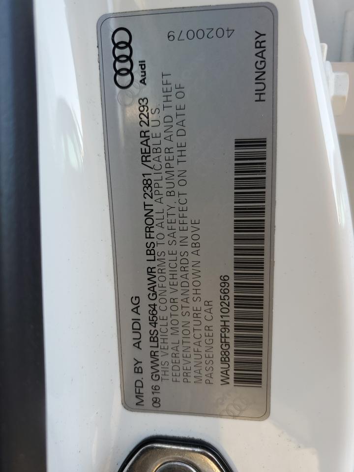 2017 Audi A3 VIN WAUB8GFF9H1025696 Copart auction photo, side / front end damage thumbnail 12