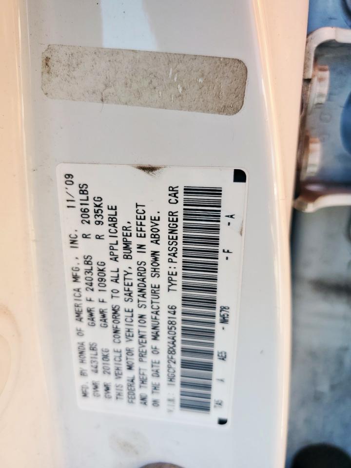 2010 Honda Accord VIN 1HGCP2F8XAA058146 Copart auction photo, front end damage thumbnail 15