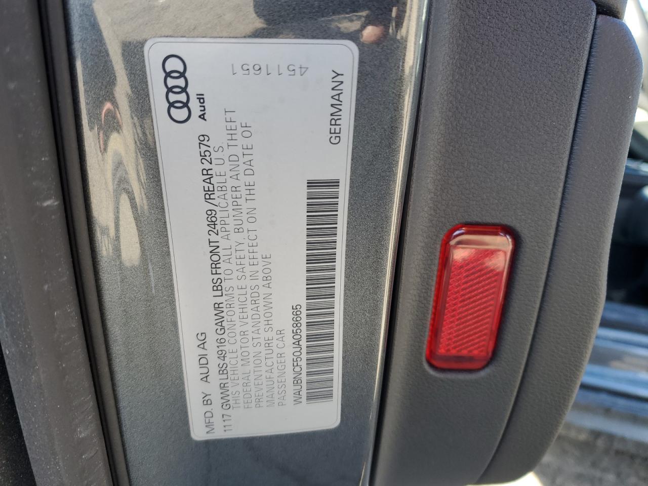 2018 Audi A5 VIN WAUBNCF50JA058665 Copart auction photo, front end damage thumbnail 14