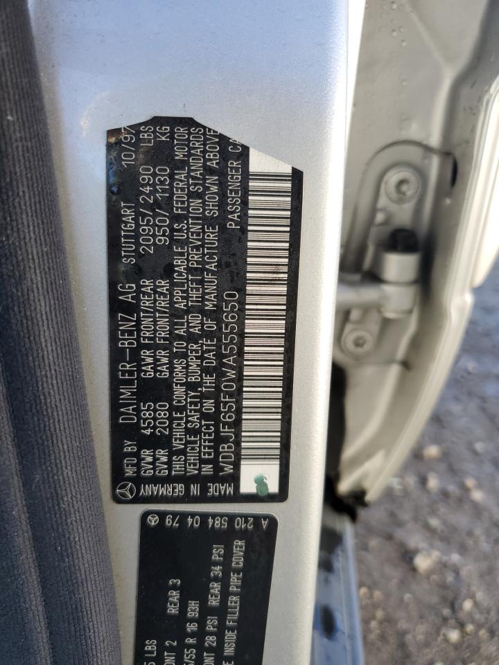 1998 Mercedes-Benz E-klasse VIN WDBJF65F0WA555650 Copart auction photo, side damage thumbnail 12