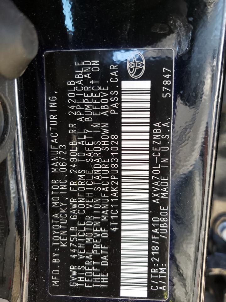 2023 Toyota Camry VIN 4T1C11AK2PU831028 Copart auction photo, front end damage thumbnail 12