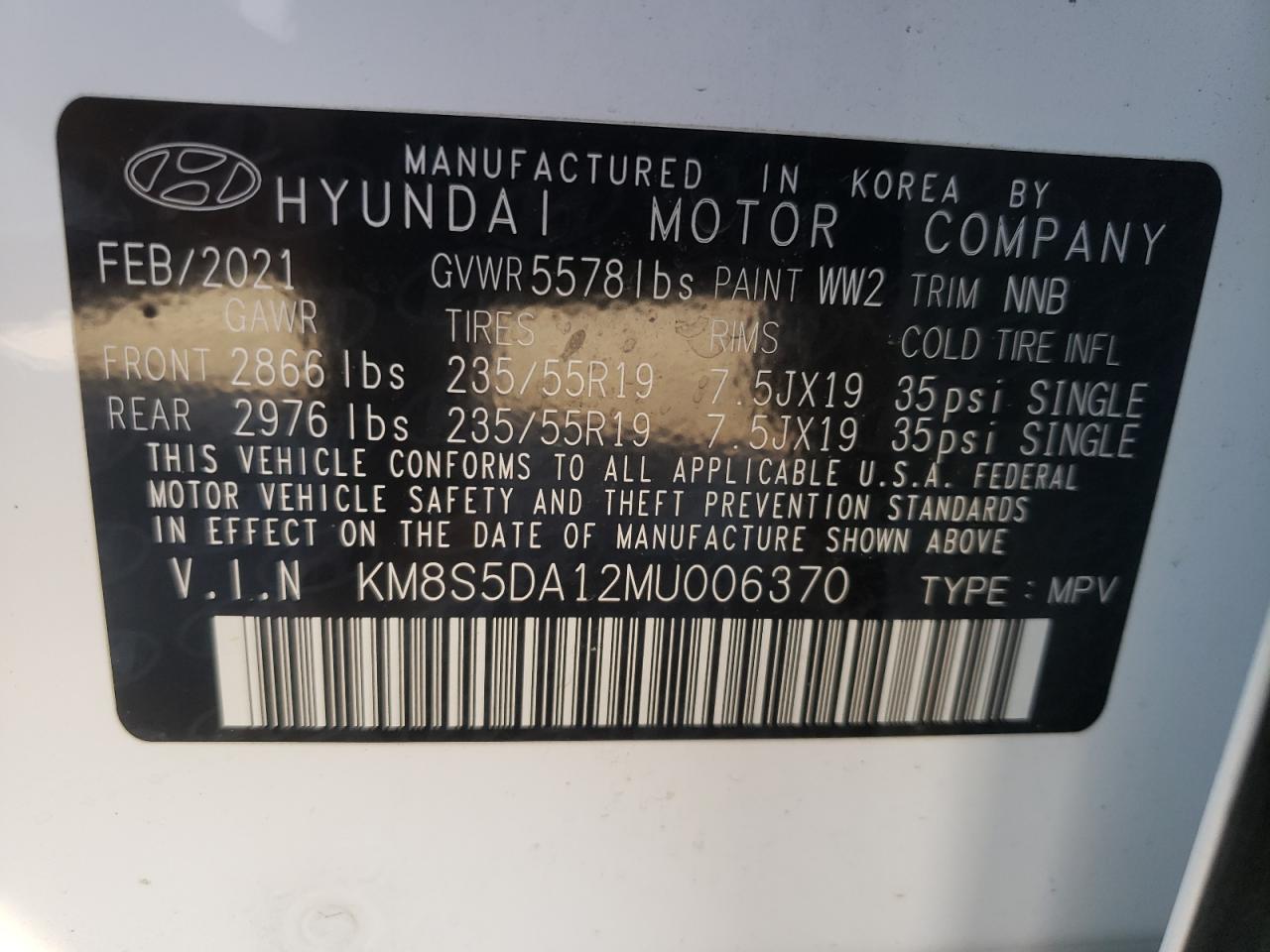 2021 Hyundai Sonata VIN KM8S5DA12MU006370 Copart auction photo, front end damage thumbnail 15
