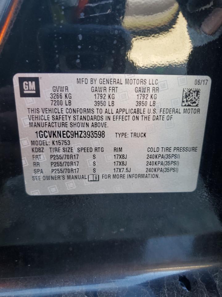 2017 Chevrolet Silverado VIN 1GCVKNEC9HZ393598 Copart auction photo, rear end damage thumbnail 12