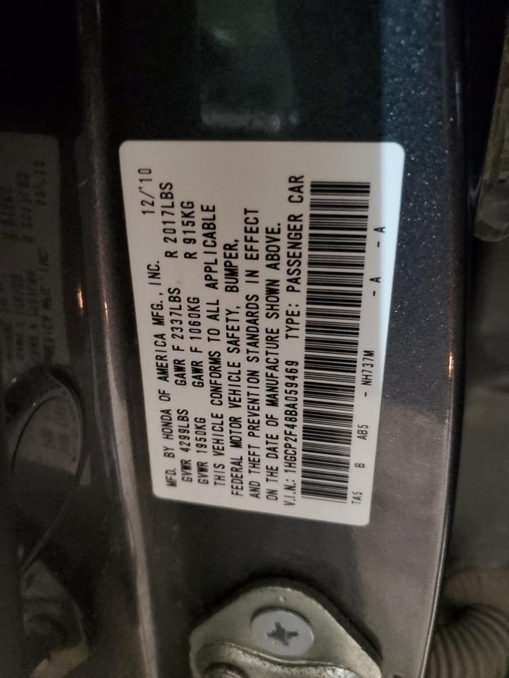 2011 Honda Accord VIN 1HGCP2F48BA059469 Copart auction photo, front end / minor dent/scratches damage thumbnail 12