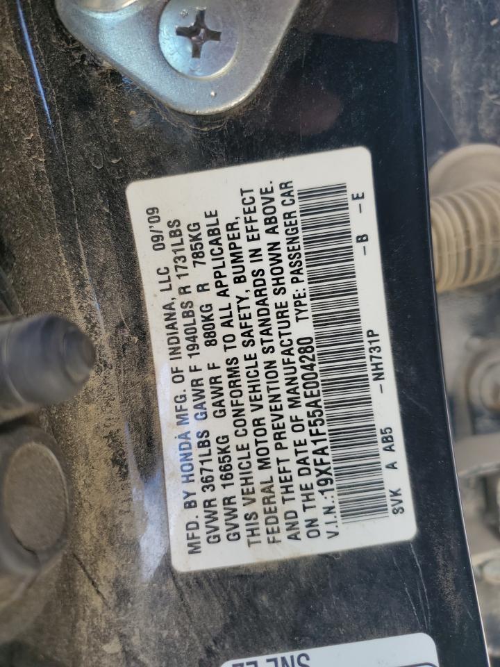 2010 Honda Civic VIN 19XFA1F55AE004280 Copart auction photo, front end damage thumbnail 12