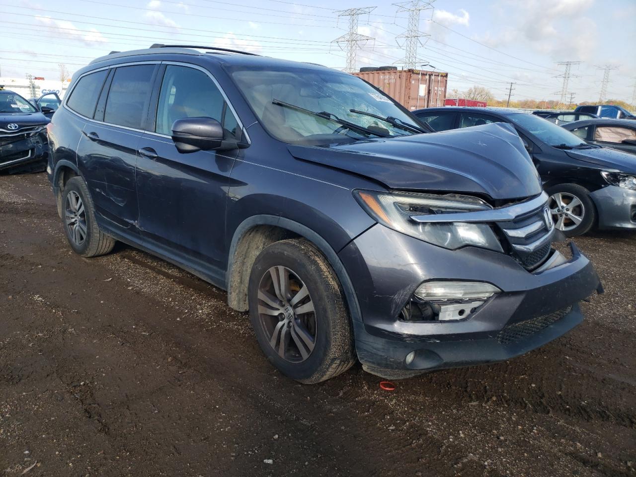 2016 Honda Pilot VIN 5FNYF6H54GB055907 Copart auction photo, front end / side damage thumbnail 4