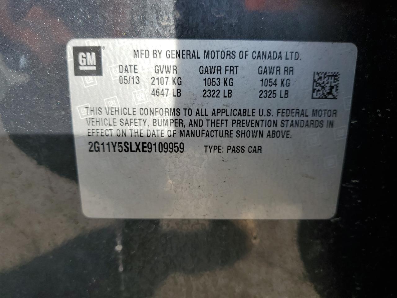 2014 Chevrolet Impala VIN 2G11Y5SLXE9109959 Copart auction photo, front end / rear end damage thumbnail 14