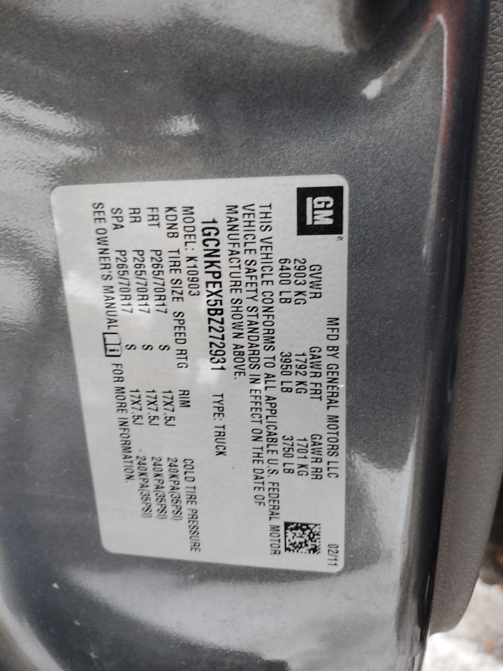 2011 Chevrolet Silverado VIN 1GCNKPEX5BZ272931 Copart auction photo, normal wear / minor dent/scratches damage thumbnail 12