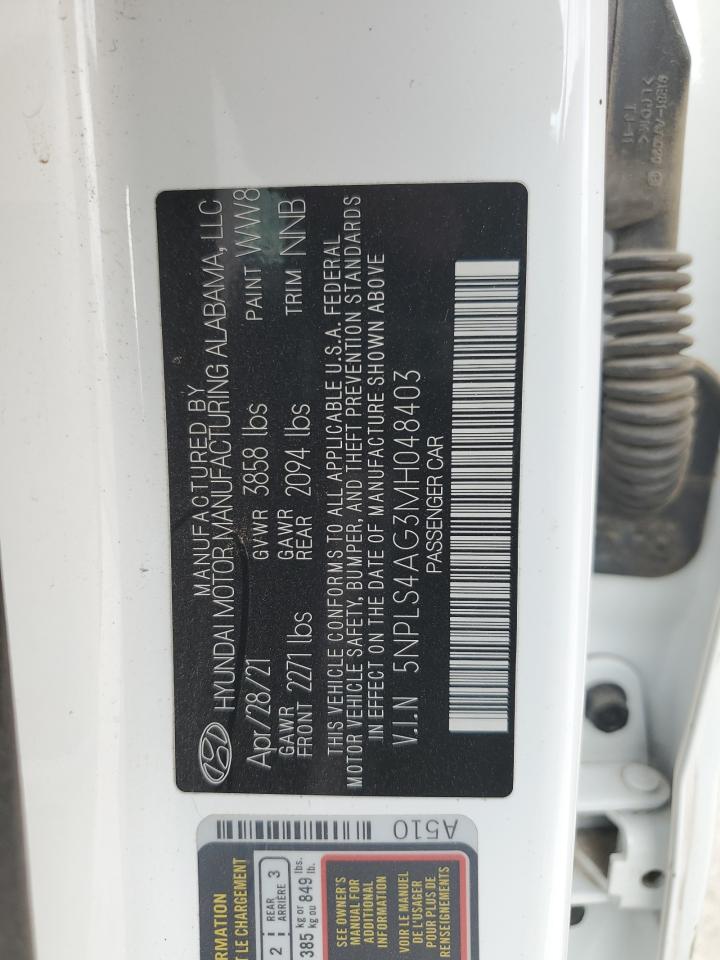 2021 Hyundai Elantra VIN 5NPLS4AG3MH048403 Copart auction photo, rollover / front end damage thumbnail 13