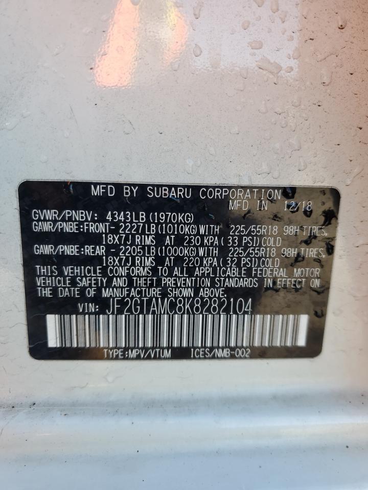 2019 Subaru XV VIN JF2GTAMC8K8282104 Copart auction photo, rear end / front end damage thumbnail 14