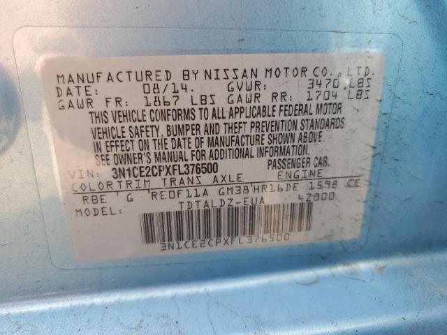 2015 Nissan Versa VIN 3N1CE2CPXFL376500 Copart auction photo, front end damage thumbnail 12