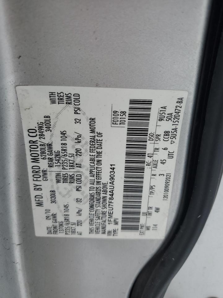2010 Ford Explorer VIN 1FMEU7F84AUA90341 Copart auction photo, rear end / front end damage thumbnail 15
