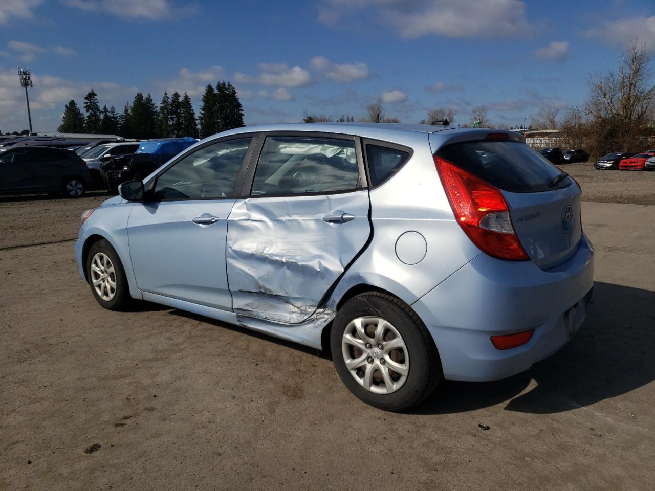 2014 Hyundai Accent VIN KMHCT5AE5EU141850 Copart auction photo, side damage thumbnail 2