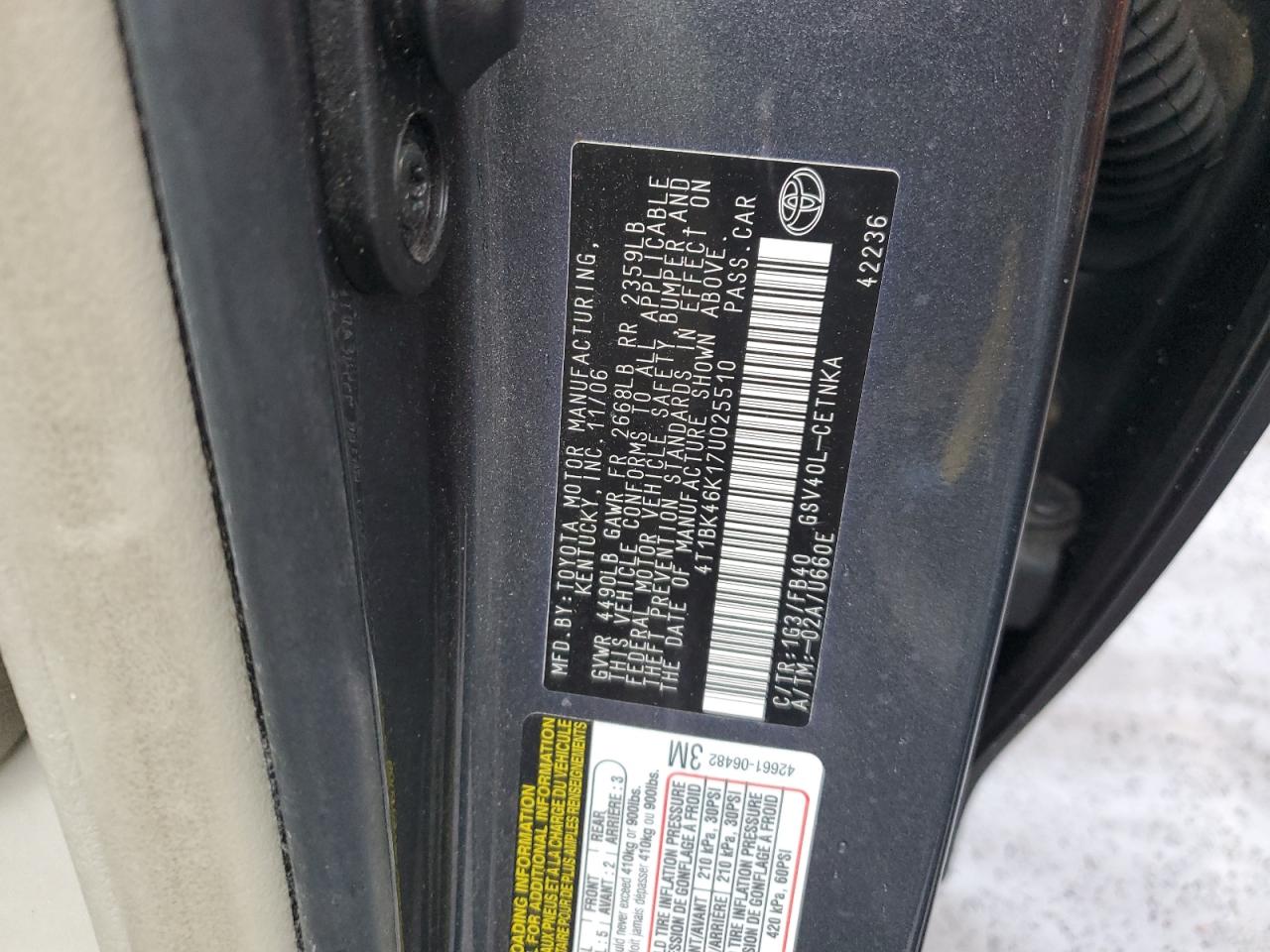 2007 Toyota Camry VIN 4T1BK46K17U025510 Copart auction photo, front end damage thumbnail 13