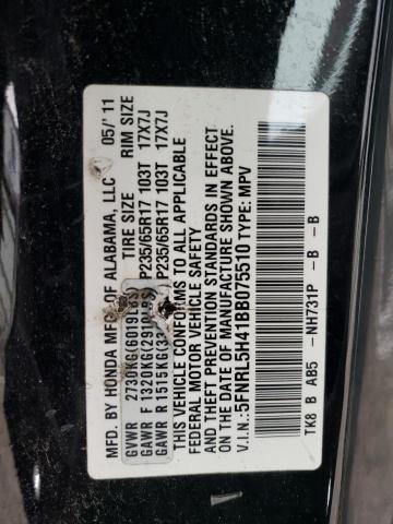 2011 Honda Odyssey VIN 5FNRL5H41BB075510 Copart auction photo, side / front end damage thumbnail 14