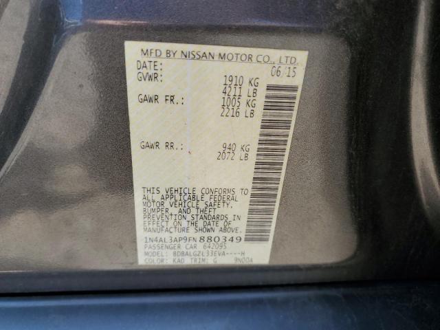 2015 Nissan Altima VIN 1N4AL3AP9FN880349 Copart auction photo, front end / rear end damage thumbnail 12