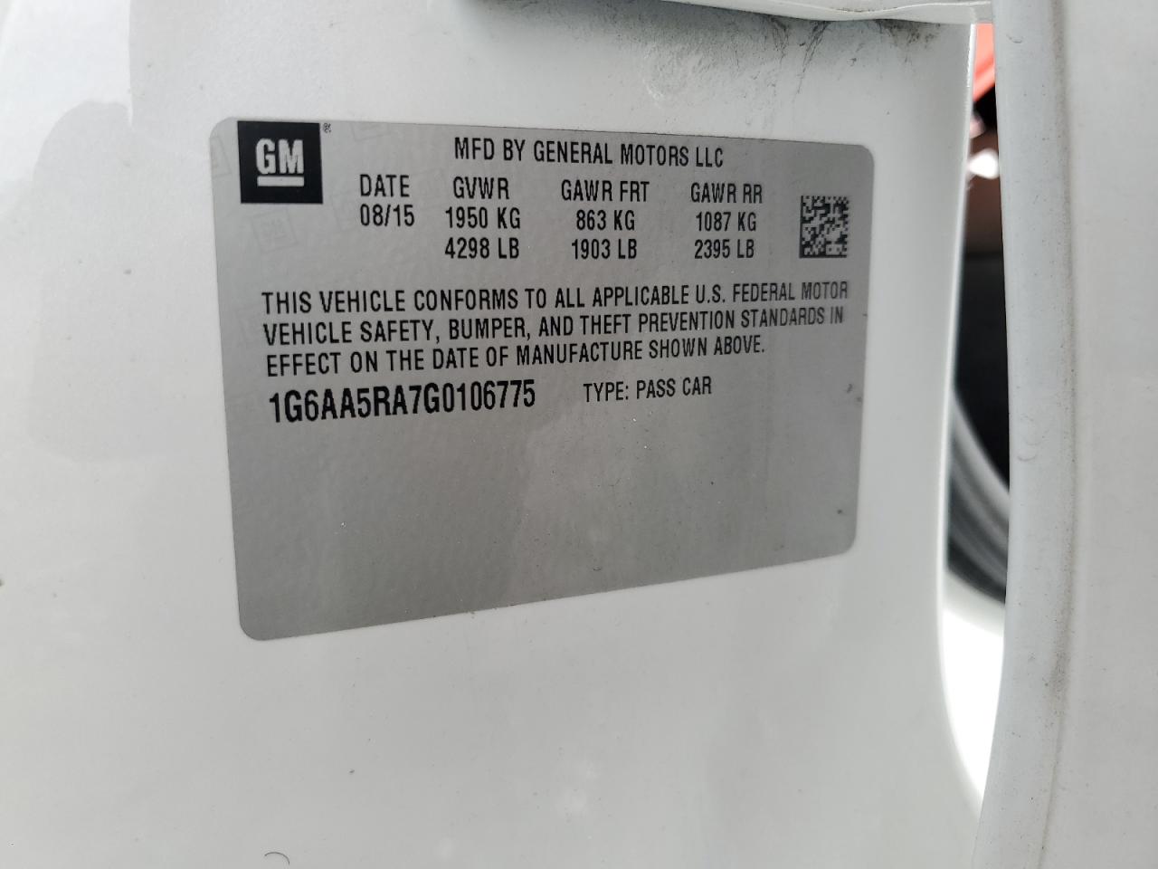 2016 Cadillac ATS VIN 1G6AA5RA7G0106775 Copart auction photo, front end damage thumbnail 12