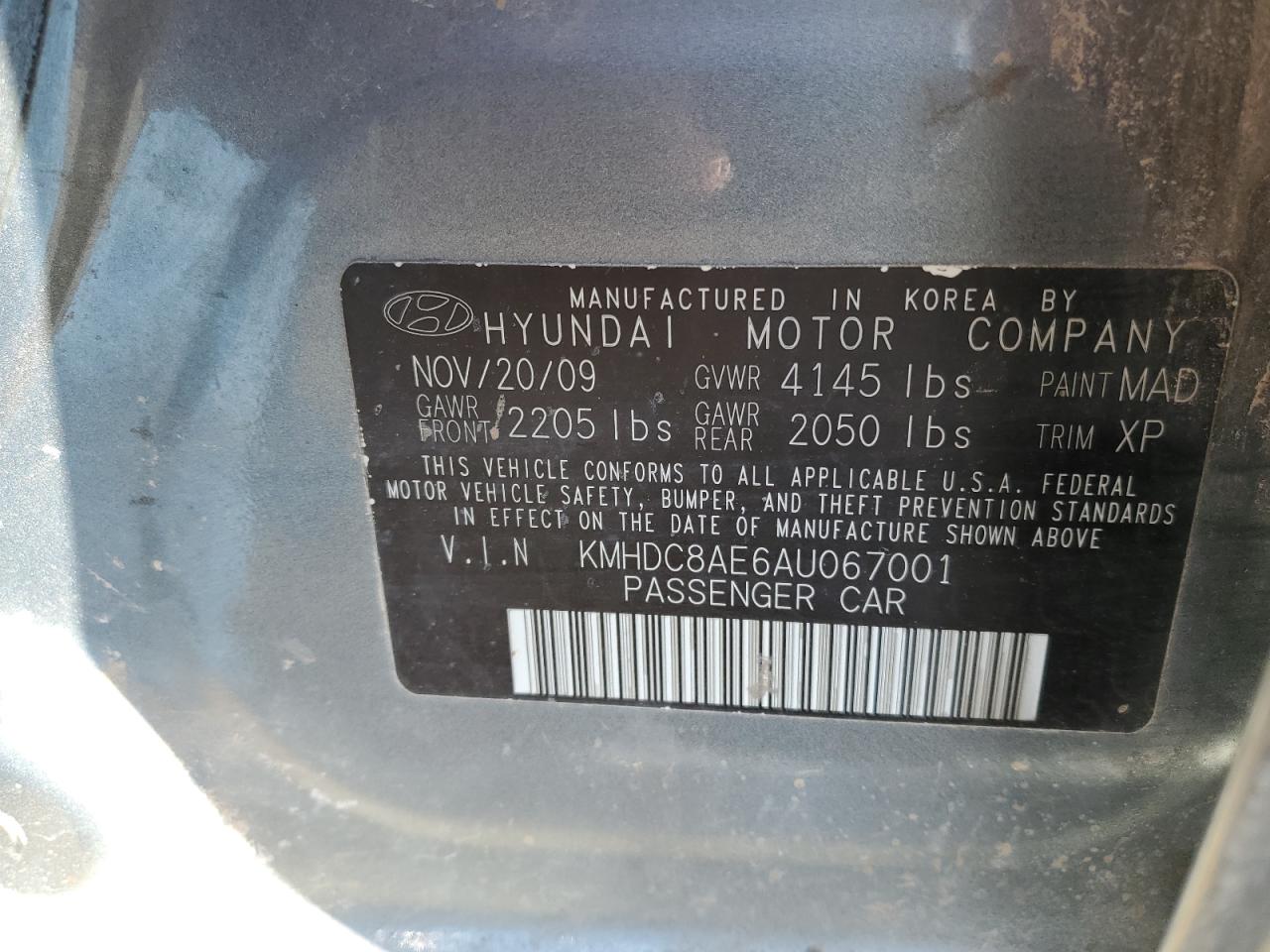 2010 Hyundai Elantra VIN KMHDC8AE6AU067001 Copart auction photo, front end damage thumbnail 12
