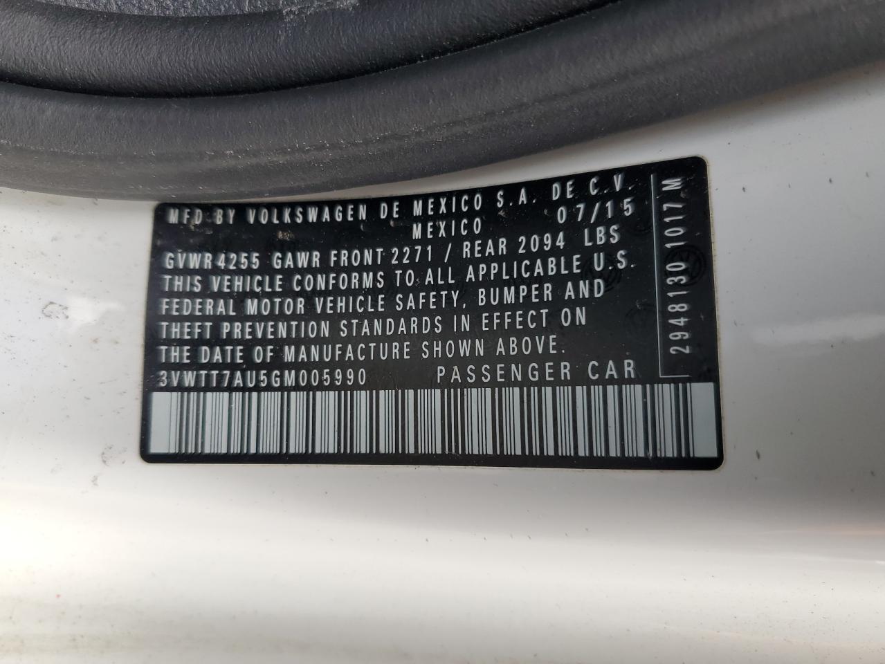 2016 Volkswagen GTI VIN 3VWTT7AU5GM005990 Copart auction photo, rear end / mechanical damage thumbnail 12