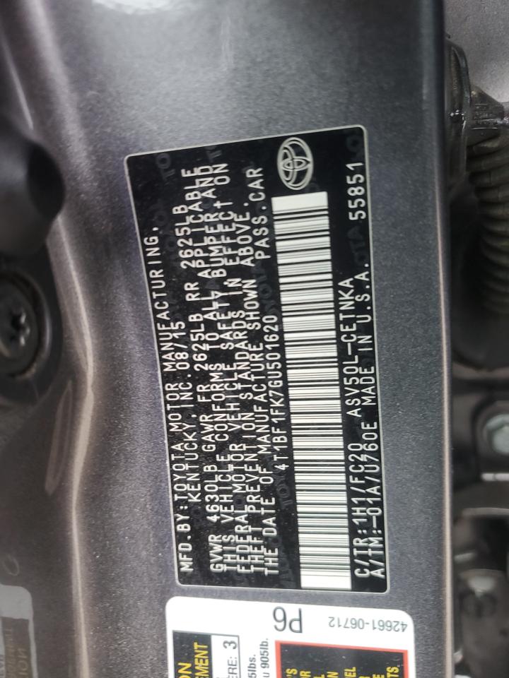 2016 Toyota Camry VIN 4T1BF1FK7GU501620 Copart auction photo, front end damage thumbnail 12