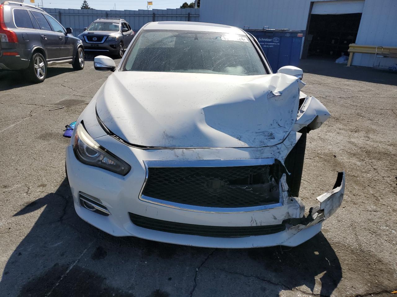 2015 Infiniti Q50 VIN JN1BV7AP8FM341388 Copart auction photo, front end / all over damage thumbnail 5