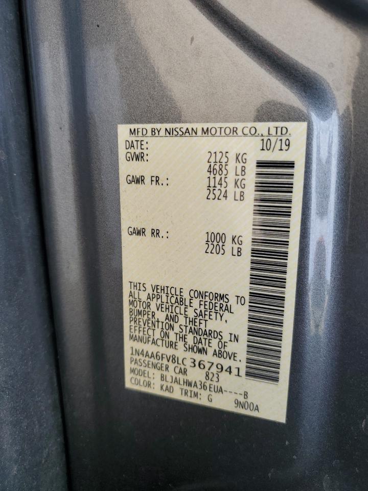 2020 Nissan Maxima VIN 1N4AA6FV8LC367941 Copart auction photo, front end / undercarriage damage thumbnail 12