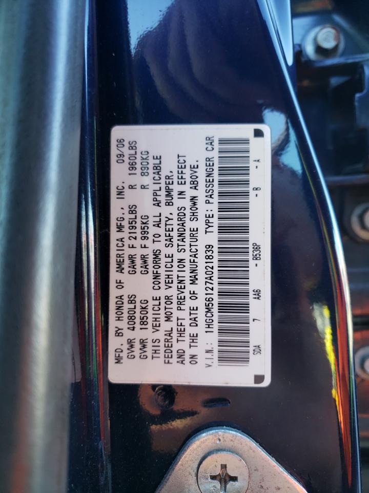 2007 Honda Accord VIN 1HGCM56127A021839 Copart auction photo, front end damage thumbnail 14