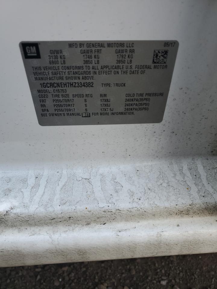 2017 Chevrolet Silverado VIN 1GCRCNEH7HZ334382 Copart auction photo, side damage thumbnail 12