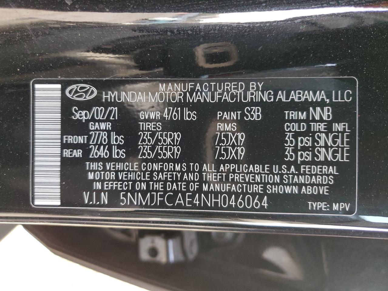 2022 Hyundai Tucson VIN 5NMJFCAE4NH046064 Copart auction photo, front end / minor dent/scratches damage thumbnail 13