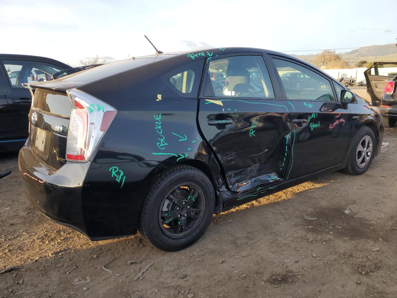 2012 Toyota Prius VIN JTDKN3DUXC5462081 Copart auction photo, side / rear end damage thumbnail 3