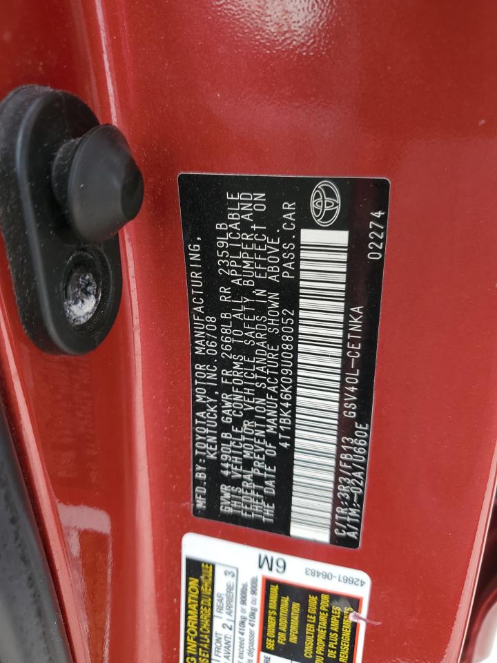 2009 Toyota Camry VIN 4T1BK46K09U088052 Copart auction photo, rear end / minor dent/scratches damage thumbnail 12