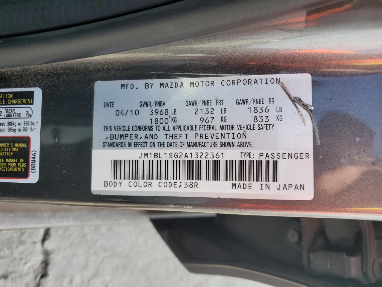 2010 Mazda 3 VIN JM1BL1SG2A1322361 Copart auction photo, front end / rear end damage thumbnail 12