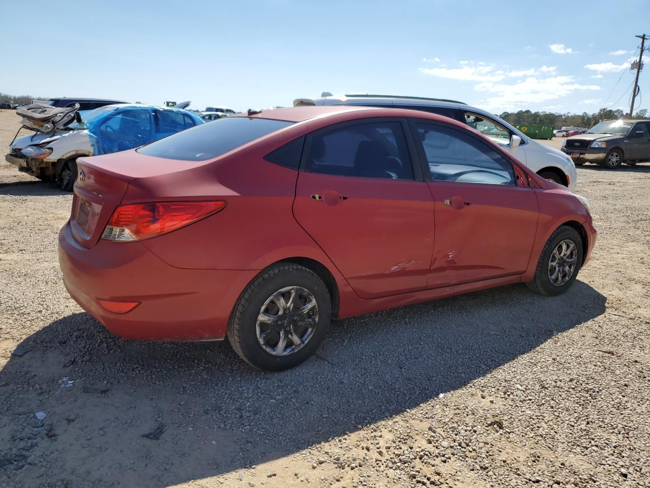 2014 Hyundai Accent VIN KMHCT4AE4EU693737 Copart auction photo, all over damage thumbnail 3