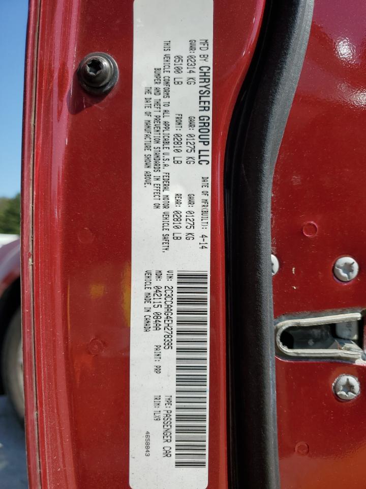 2014 Chrysler 300 VIN 2C3CCAAG4EH278395 Copart auction photo, rear end / front end damage thumbnail 15