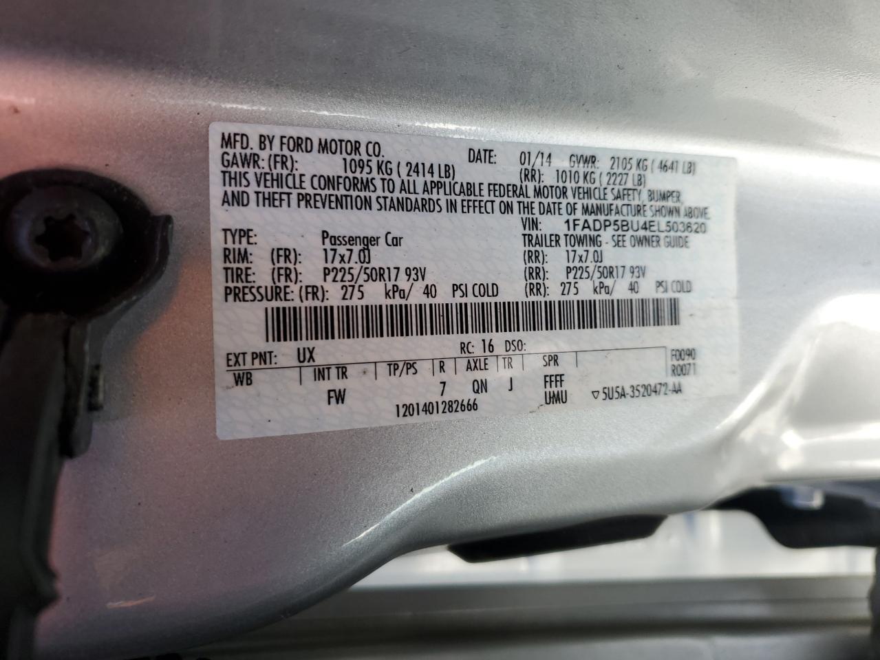 2014 Ford C-MAX VIN 1FADP5BU4EL503620 Copart auction photo, rear end / mechanical damage thumbnail 15