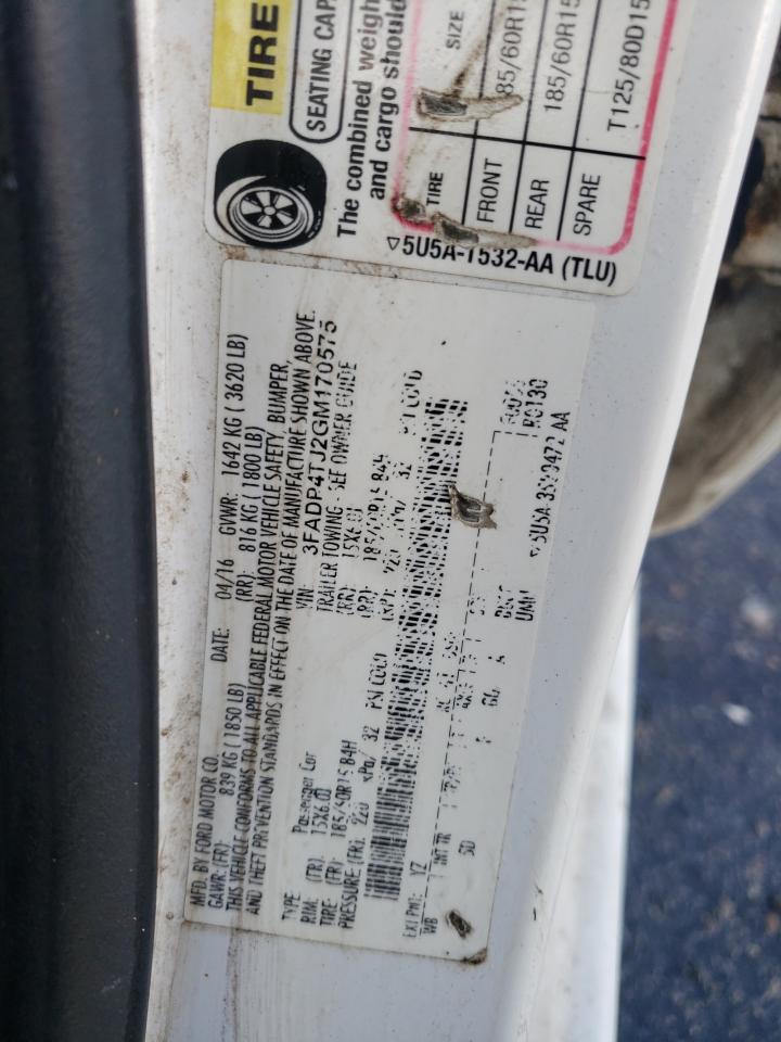 2016 Ford Fiesta VIN 3FADP4TJ2GM170575 Copart auction photo, side / front end damage thumbnail 12