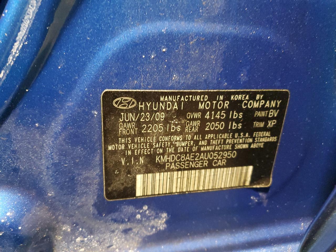 2010 Hyundai Elantra VIN KMHDC8AE2AU052950 Copart auction photo, front end / top/roof damage thumbnail 12