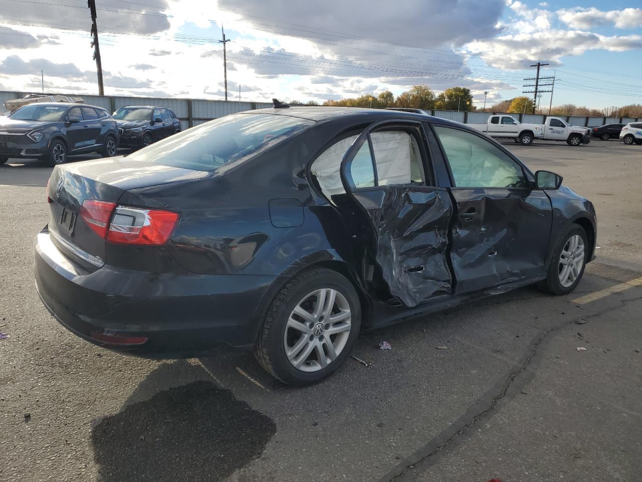 2015 Volkswagen Jetta VIN 3VWLA7AJ8FM205983 Copart auction photo, side / rear end damage thumbnail 3
