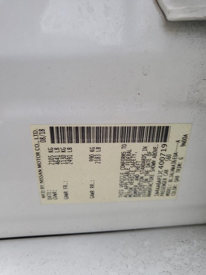 2018 Nissan Maxima VIN 1N4AA6AP1JC400719 Copart auction photo, all over damage thumbnail 12