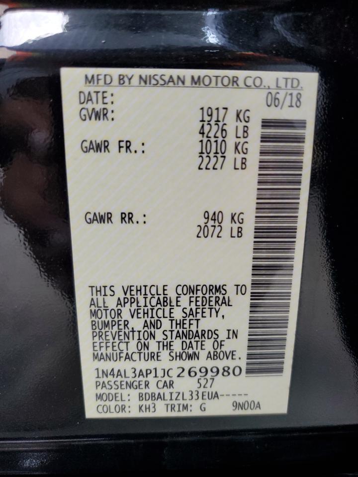2018 Nissan Altima VIN 1N4AL3AP1JC269980 Copart auction photo, rear end / front end damage thumbnail 14