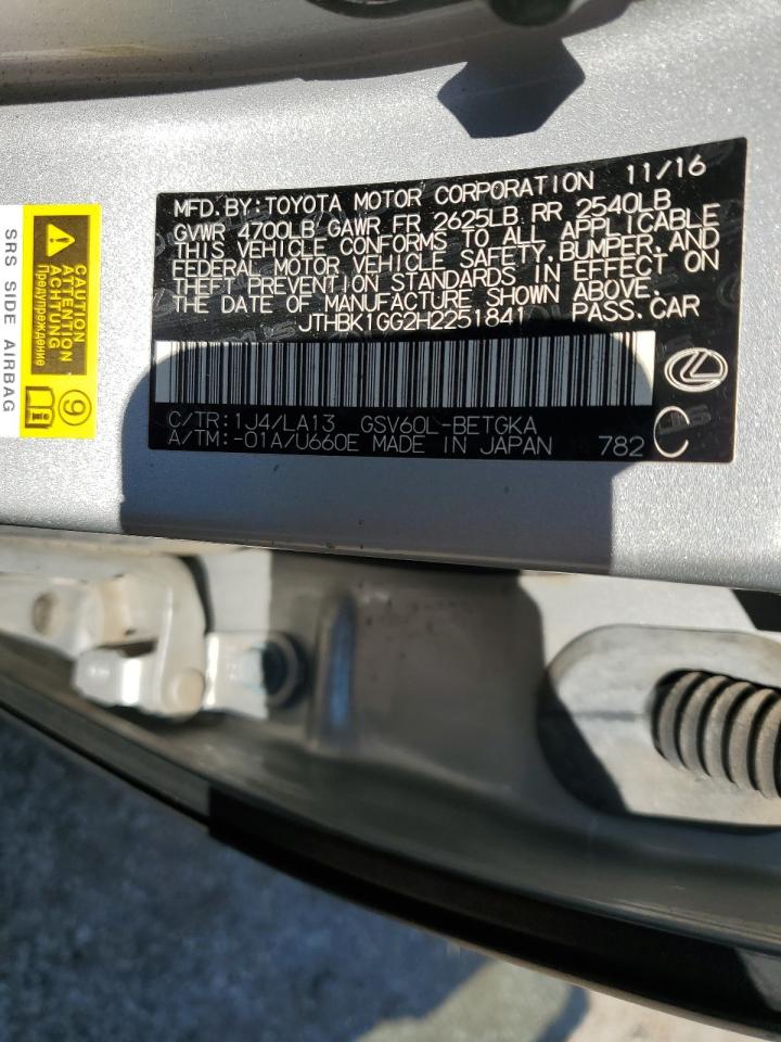 2017 Lexus ES VIN JTHBK1GG2H2251841 Copart auction photo, front end damage thumbnail 14