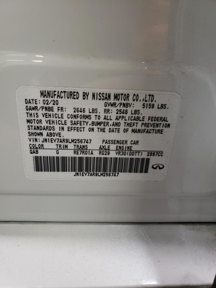 2020 Infiniti Q50 VIN JN1EV7AR9LM256747 Copart auction photo, rear end damage thumbnail 13