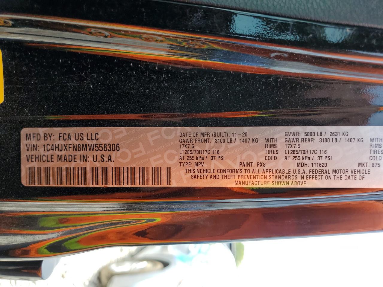 2021 Jeep Wrangler VIN 1C4HJXFN8MW558306 Copart auction photo, front end damage thumbnail 13