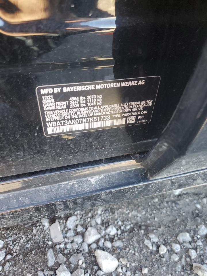 2022 BMW 2er VIN WBA73AK07N7K51733 Copart auction photo, front end damage thumbnail 12