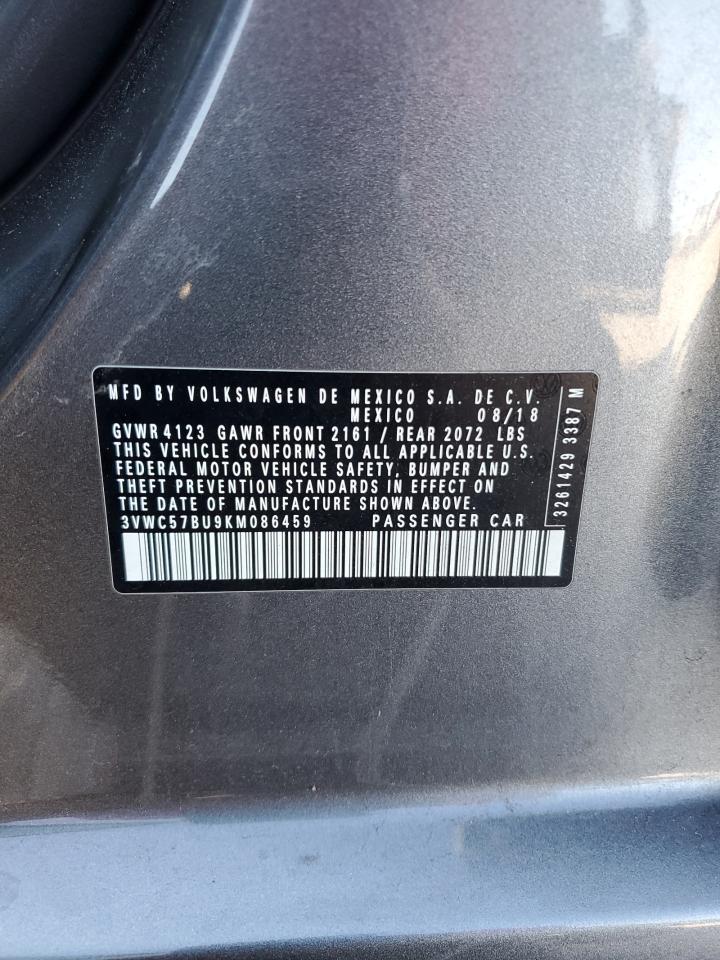2019 Volkswagen Jetta VIN 3VWC57BU9KM086459 Copart auction photo, front end / side damage thumbnail 13