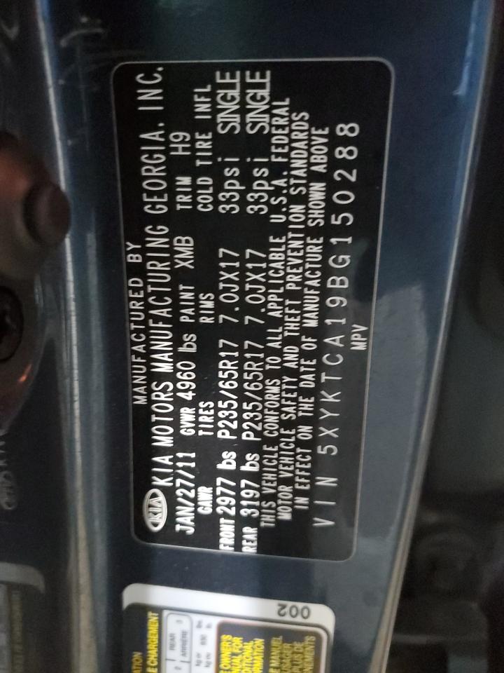 2011 KIA Sorento VIN 5XYKTCA19BG150288 Copart auction photo, mechanical damage thumbnail 14