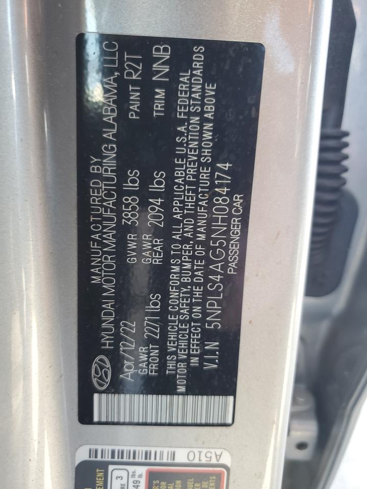 2022 Hyundai Elantra VIN 5NPLS4AG5NH084174 Copart auction photo, front end / side damage thumbnail 15