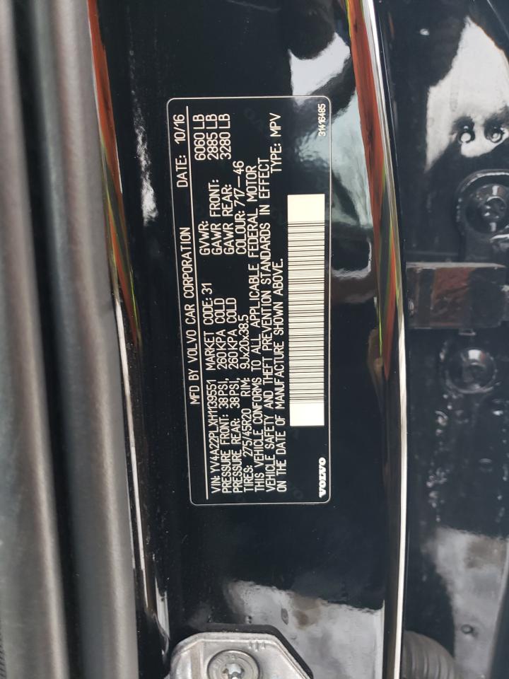 2017 Volvo XC90 VIN YV4A22PLXH1139551 Copart auction photo, front end / side damage thumbnail 13