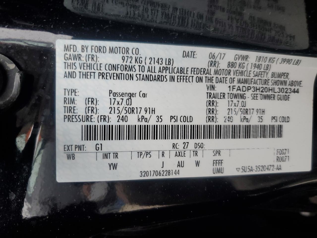 2017 Ford Focus VIN 1FADP3H20HL302344 Copart auction photo, minor dent/scratches damage thumbnail 12